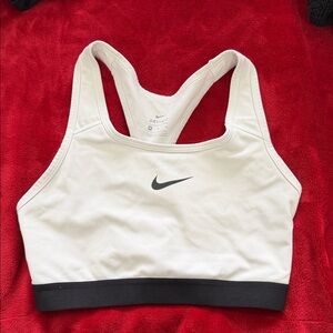 Nike Women's Cream and Black Sports Bra